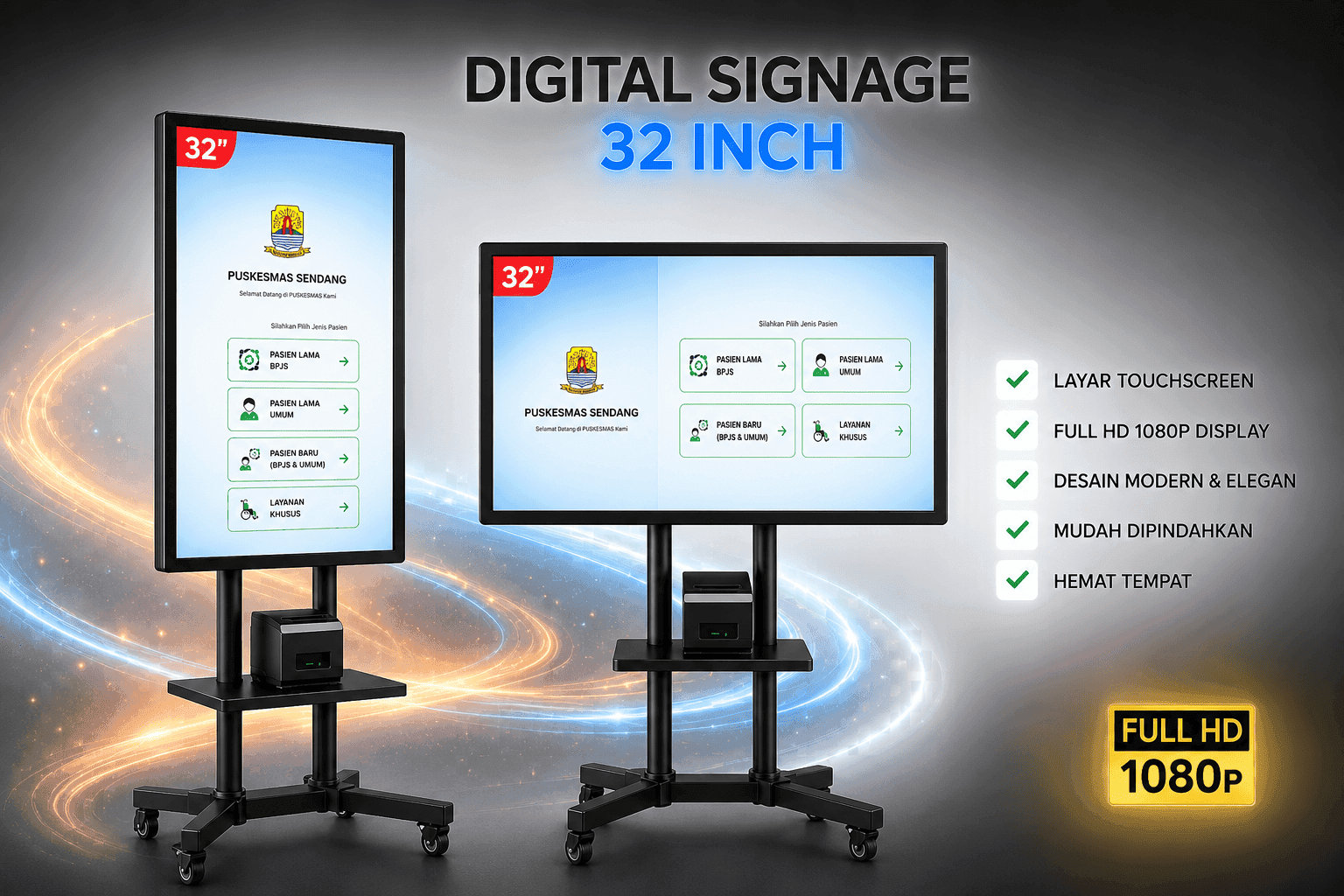 Digital Signage 32 Inch — tampak depan dan samping