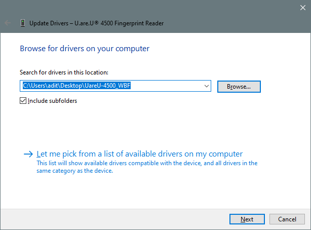 Next to install driver