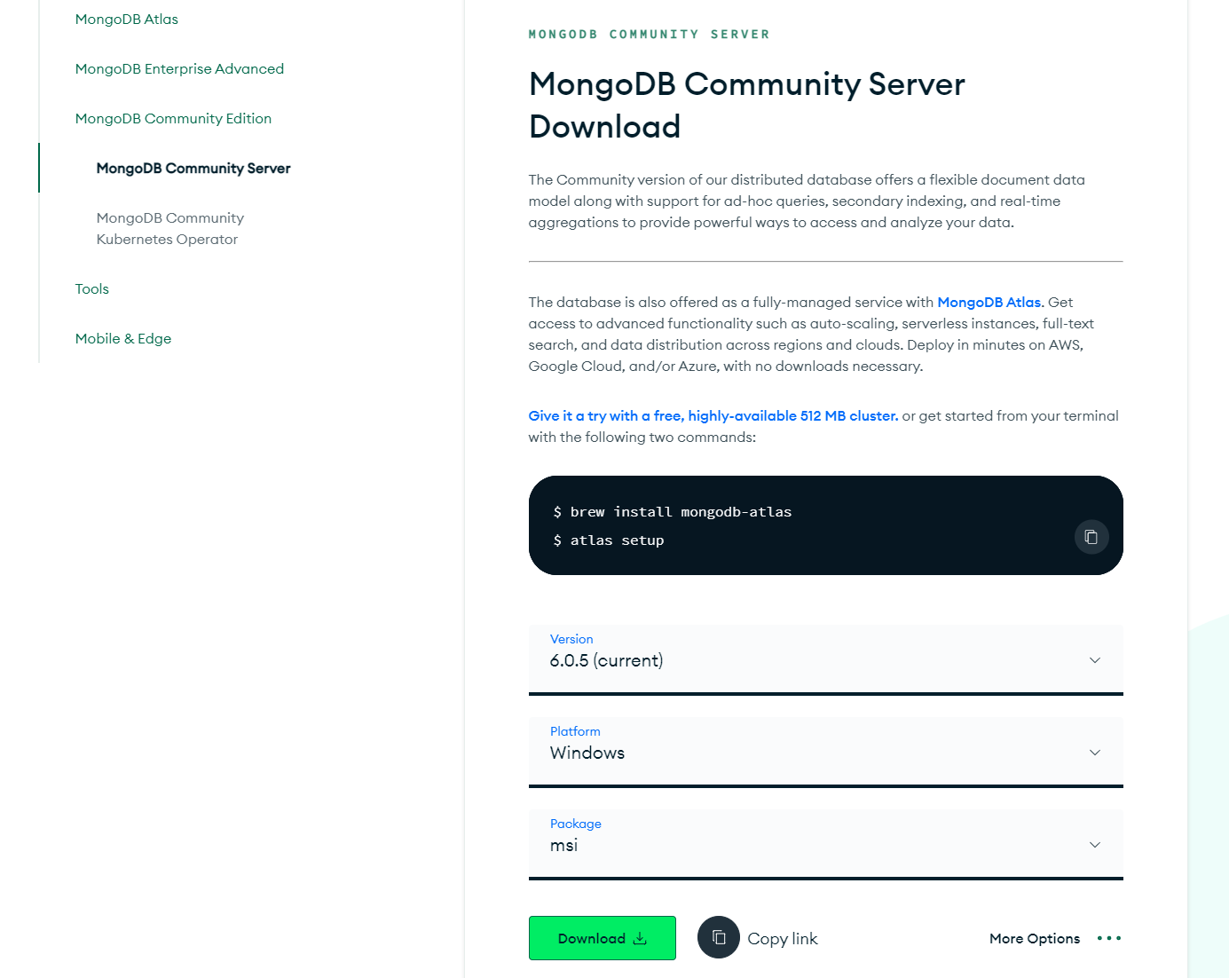MongoDB Community Server Download